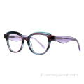 Femmes Vintage Design Biseau Cadre Acétate Lunes Optical